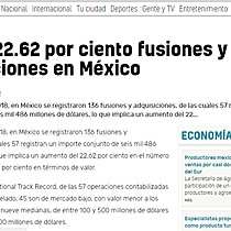 Crecen 22.62 por ciento fusiones y adquisiciones en Mxico